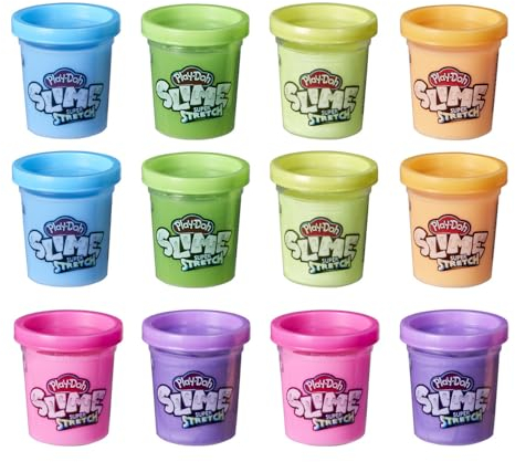 Play-Doh Slime Super Stretch Multipack mit 12 sortierten Farben für Kinder ab 3 Jahren, fertiger Slime