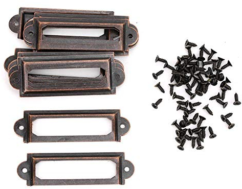 20Pcs Schubladenetikett Antiker Stil Etikettenhalter Bürobibliothek Datei Schubladenetikett Schubladenschilder Regalregale Schubladenname Kartenetikettenhalter Rahmen (Rote Bronze)