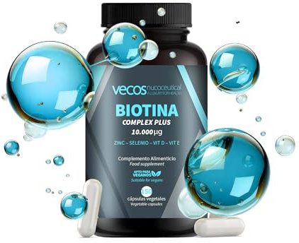 Biotina 10000 mcg de alta concentración + Zinc + Selenio | Vitaminas para la Caída y Crecimiento de Cabello y Uñas | 150 cápsulas vegetales