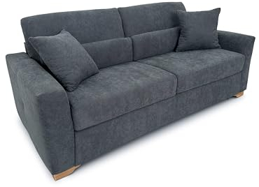 fornera f60 Sofa mit Schlaffunktion - 3 Sitzer Schlafsofa und Klappsofa mit hochwertiger Kaltschaummatratze & CATAS Bettgestell - Schlafcouch mit Bettfunktion grau