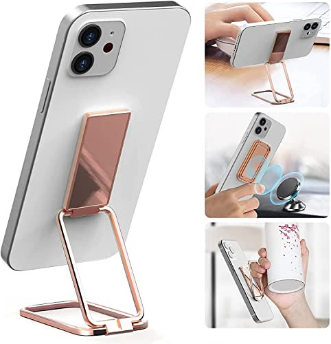 FLASKIP Soporte de Anillo de teléfono, Soporte de Dedo Ajustable para teléfono Celular con rotación de 360 ° de Metal Plegable Agarre Soporte para teléfono móvil (Oro Rosa)