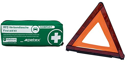Petex Verbandtasche Slim kompakt (grün) & 43940200 Warndreieck