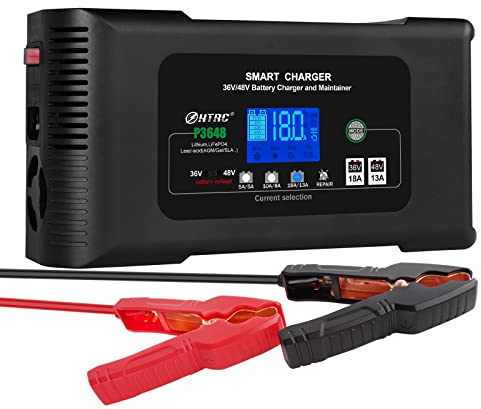 Haisito P3648 Caricabatterie 36V 18A / 48V 13A, Carica Batterie per Auto Moto Intelligente Rapido, Desolfatore e Mantenitore per Litio LiFePO4 Piombo Acido AGM Golf Cart EZGO TXT