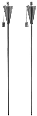 Harbour Housewares 2X Argent 146cm Métal Cône Jardin Torches de Feu - Haut Extérieur Citronelle Paraffine Brûleur à Mazout Tiki Pieu Lanterne Lumières