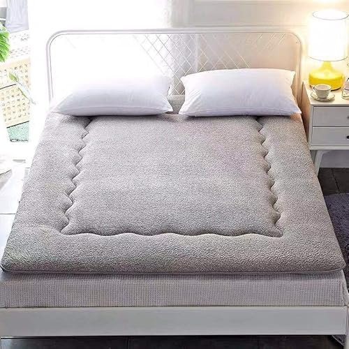 GYHZKA Japanische Futon-Matratze 90x200,4cm Dicker Faltbare Tatami Boden-Matratze,Lammsamt Studentenwohnheim Falt-matratze,Folding Single Double Camping-Matratze,Grey-180x200cm(71x79inch)