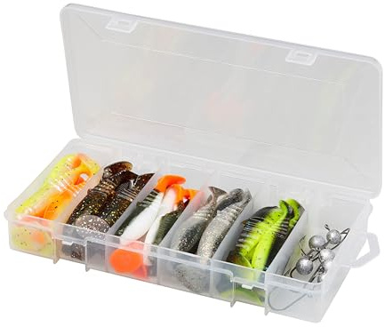 Savage Gear Cannibal Shad Kit - 6-pack effektiva shads i flera färger med jiggskallar - perfekt för sportfiskare som siktar på abborre, gädda, gös i söt- och saltvatten Assorted Varied