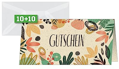 SIGEL DS619 Gutscheinkarten | Geschenkgutscheine | Vordrucke zum Selbstausfüllen | für Unternehmen | Firmen & Gastronomie | A6 | 12 Stück mit transparenten Umschlägen - 4 Motive je 3 Karten