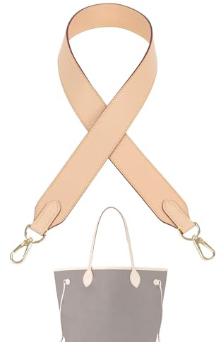 DGAZ Correa de Cuero Vacchetta para Bolso Neverfull, Repuesto para Correa Corta para Hombro, Ancho 3,8 cm, Largo 65 cm, con Caja de Regalo (Beige)