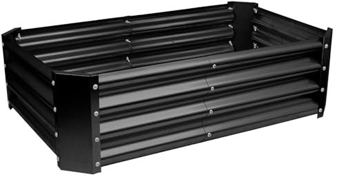 Harbour Housewares Raised Garden Bed - Anthracite - 120 x 60cm - Rectangle - Bottomless Metal Raised Bed Galvanised Steel Planter Box for Growing Outdoor Plants, Vegetables, Flowers and Herbs