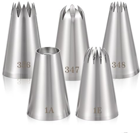5er-Set extra große Spritztüllen nahtlose Edelstahl Spritztülle Riesen Größe DIY Werkzeug für Cupcakes Geburtstagskuchen Dekoration