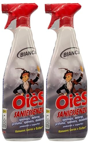 Detergente Spray Essenza, Il Miglior Formulato Che Profuma, Igienizza e Spolvera Ambienti e Superfici. Rimuove Germi e Batteri. Disponibile In Varie Profumazioni 750ml (2 Spray, BIANCA)