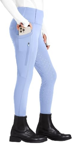 FitsT4 Sports Culotte d'équitation pour Enfants Leggings d'équitation pour Filles Fond intégral en Silicone Pantalon d'équitation Taille Haute avec 2 Poches latérales