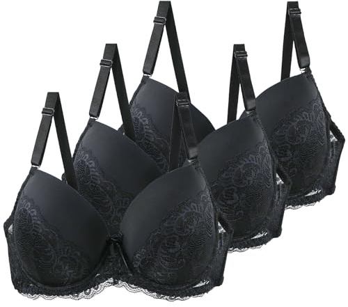 Lot de 3 Soutiens-Gorge Femme avec Armatures Push-Up Sexy Lingerie Confort Maintien Fort Soutien-Gorge Grandes Tailles Ensemble Quotidien