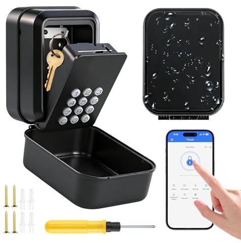Feelhap Cajetin Llaves con Codigo,Grande Caja Seguridad Llaves Exterior Impermeable Caja Fuerte Llaves,Smart Lock Box Bluetooth Compatible con Aplicación TTLock y Código Pin para Hogar Garaje Oficina