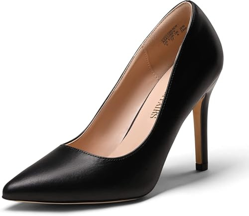 DREAM PAIRS Women's Closed Toe High Heels Dress Pointed Toe Wedding Pump Shoes,Size 5.5,Black/Pu,Christian-N