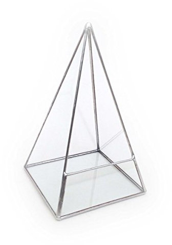 Pyramid Terrarium/Geometric Glass Plant Pot/Modern Planter/Handmade in England (Large, Silver)