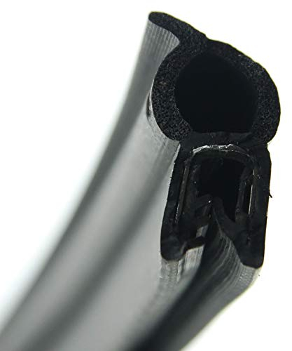 SMI-Dichtungsprofil DO6 für 2-4mm EPDM Moosgummi/Vollgummi mit Stahleinlage selbstklemmend ohne Kleber - Kantenschutz mit Dichtung oben, Kantenschutzdichtprofil für Auto, Kofferraum (5 m)
