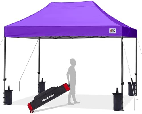 ABCCANOPY 3x4.5M Fully Waterproof Pop Up Gazebo With Upgraded Roller Bag, 4 Weight Bags, Stakes and Ropes (Purple)