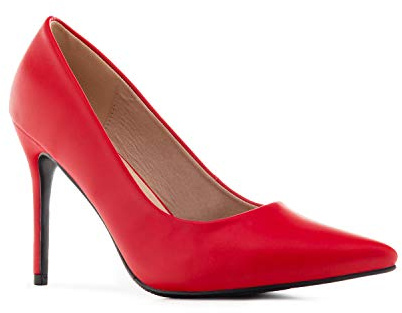 Andrés Machado - Escarpins pour Femme por l´été en Simili Cuir à Bout Pointu - AM5371 - Talon Aiguille - Talon Classique et Confortable - Rouge, EU 43