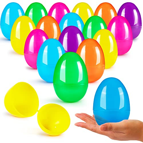 JOYIN 3,15/8cm uova di Pasqua, grandi uova di plastica riempibili vuote, colorate e brillanti con cerniera per la caccia alle uova di Pasqua, dolcetti di riempimento, riempitivi per cestini