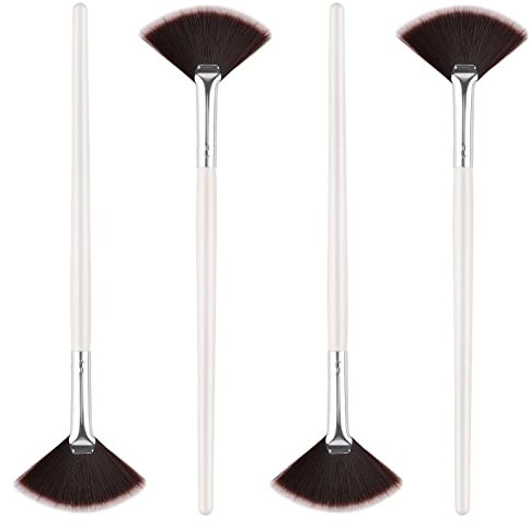 SAVITA 4Pcs Fan Brushes Fan Mask Brush Soft Facial Brushes Tools Facial Mask Applicator Brush Face Mask Brushes Makeup Brushes for Peel, Sleeping Mask, Mud Mask Makeup(Gradient Brown)