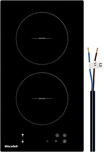 Weceleh Induktionskochfeld 2 Platten Einbau, Autarkes Induktionskochfeld Kochfeld Induktion Herdplatte Induktionsherd Induction Stove Iduktionsherdfeld Induktionskochplatte 2 Zonen, 3500W, 28 cm