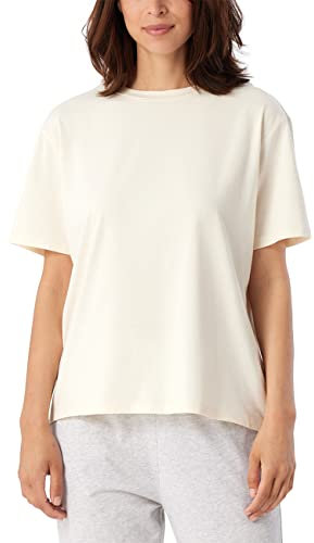 Schiesser Damen Schlafshirt Kurzarm Baumwolle - Mix + Relax Pyjamaoberteil, Creme_179267, 38 EU