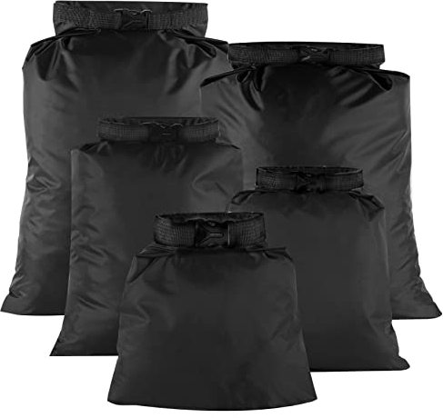5 Stück wasserdichte Aufbewahrungsbeutel, 1,5L/2,5L/3,5L/4,5L/6L Dry Bag Trockenbeutel Polyester Packsack Wasserdicht für Wassersport Freizeit Camping Angeln Wandern Schwimmen Surfen (Schwarz)
