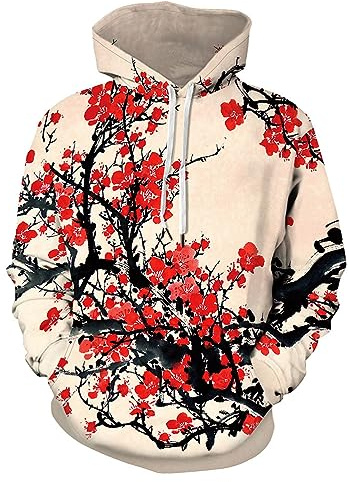 Osheoiso Femme Casual Sweat à Capuche Pull Kawaii Sweat Shirt pour Printemps Automne Imprimé Couple Hoodie à Manches Longues Femme Mode Sweater Oversized L 5 M