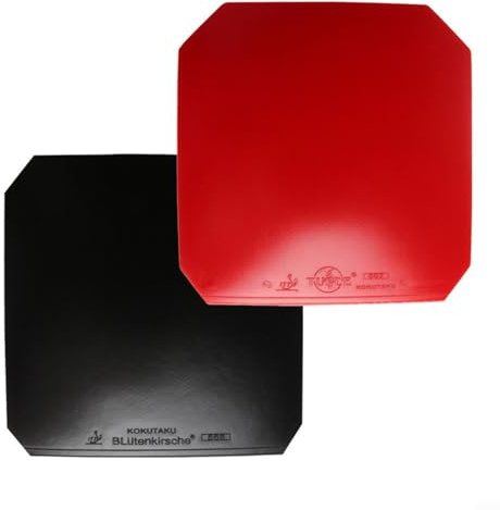 HEIBTENY Hardness 39 Table Tennis Bat Replacement Pad, Fast Attack for PING Pong Replacement Rubber, Table Tennis Bat Rubber for Replacement Age and Damaged Table Tennis Rubber for PADS (Red + Black)