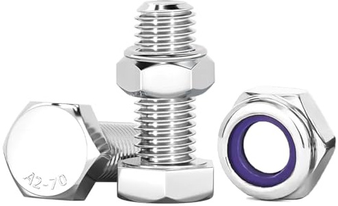 Drenky Bulloni E Dadi Autobloccanti, M10 X 20 mm 10 Pezzi Esagonale Bulloni E Dadi Set Bulloni Acciaio Inox M10 Assortimento Di Viti con Dadi Per Macchinari, Mobili, Biciclette, Stampa 3D