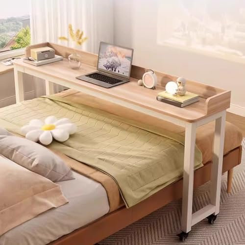 Escritorio sobre la Cama, Mesa sobre la Cama con Ruedas, Escritorio móvil para computadora portátil, estación de Trabajo de pie, Escritorio sobre la Cama para el hogar, Hospital (Natural, 15