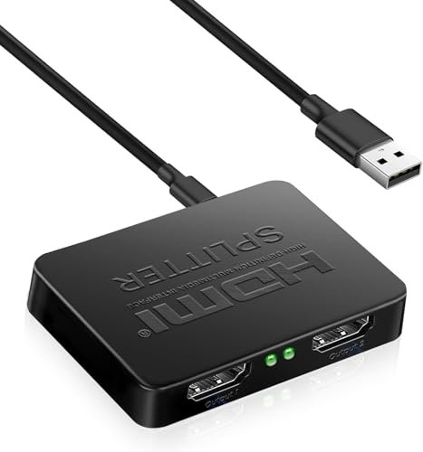 Momowin HDMI Splitter 1 in 2 Out，HDMI Adapter Ausgang dual Monitor mit Stromkabel，Unterstützt HD 4K 3D HDTV/Fire Stick/Xbox/PS3/PS4