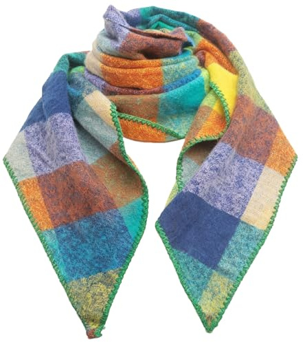 Lykofudi Damen Schal, Übergroß Web Dreieck Winterschal mit buntem Karo Muster, Warmer und weicher Dreieckstuch Kariert, Leichter Strickschal, Halstuch für Frauen und Mädchen 200×83 CM