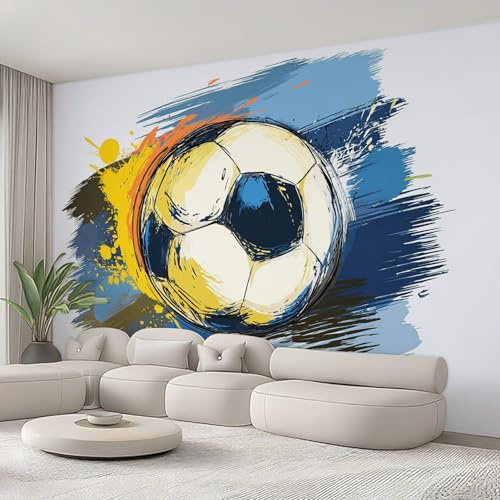 Generico Carta da Parati Calcio, Fotomurale Graffiti Calcio Bambini per Camera da Letto Decorazioni Parete, Carta Parati Effetto Decorativi Wallpaper, 200 x 140 cm D&O33