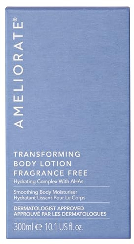 AMELIORATE Transforming Body Lotion Fragrance Free 300ml for Keratosis Pilaris (KP), Rough, Bumpy Skin & Ingrown Hairs | Exfoliating Moisturiser with Lactic Acid (AHA) | Dermatologist Approved