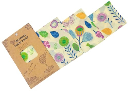COLLBATH 3 pezzi Involucri Alimentari in Cera d Api Panni Riutilizzabili in Cotone Organico Colorati per Conservazione Alimenti Design Resistente e Sicuro per Frutta Formaggi e Snack