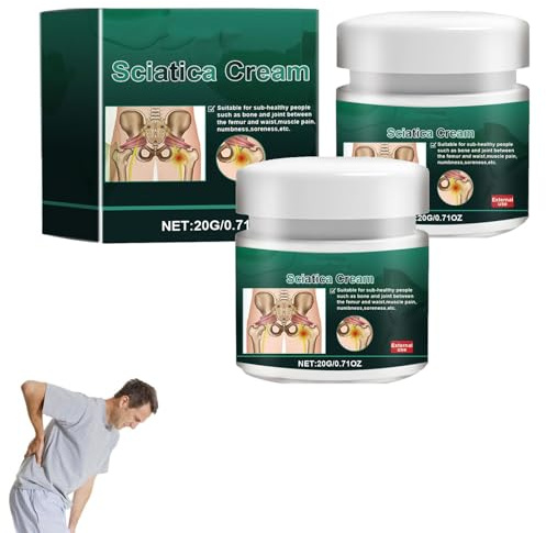 Crème Sciarelief, crème Elycura pour sciatique, lotion apaisante professionnelle pour les nerfs, soulage rapidement la sciatique et les douleurs de la hanche, du dos, des pieds et des (2pcs)