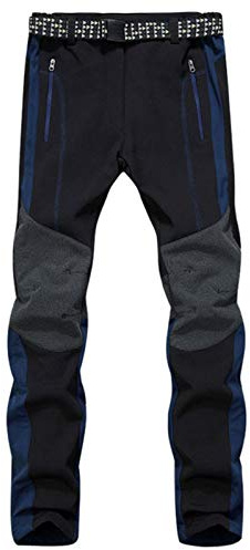 Snöbyxor dam vinter vattentäta, skidbyxor dam slim fit snowboardbyxor varma vandringsbyxor andas utomhusbyxor vindtät skidbyxor enfärgade skidkläder casual fleecebyxor unisex skidbyxa, marinblå, XL