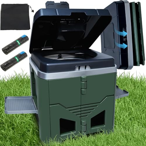 Dazhtu Toilette Portable Camping, Toilettes de Voiture Pliables Max 150 kg avec Couvercle et Sacs Poubelles, Toilettes Portables pour Adultes pour Voyage, Randonnée, Camping, Tentes, Camping-Car
