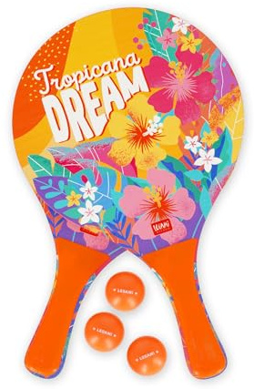 Legami - Racchette da Spiaggia, 2 Racchette e 3 Palline, Beach Rackets, Impugnatura ergonomica, Custodia Inclusa, per Adulti e Bambini, 23 x 38 cm