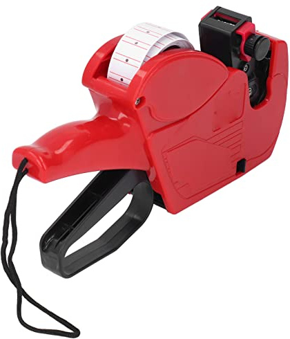 Chiyyak Strumento per Etichettatura Manuale con 8 Cifre per Cartellini del Prezzo Manuale per Fabbrica di Negozi, Dispositivo di Etichettatura Portatile Multiuso (Rossa)