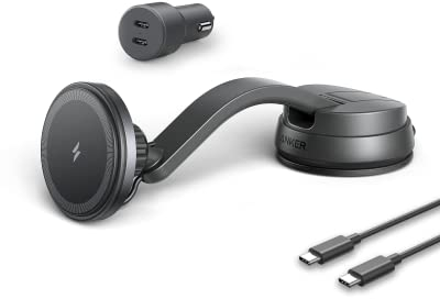 Anker 613 Magnetisches Kabelloses Ladegerät (MagGo), Halterung für 2-Port-Autoladegerät, 150cm USB-C auf USB-C Kabel, Ladestation nur für iPhone 13, 13 Pro, 13 Pro Max, 13 Mini, 12 geeignet B2930