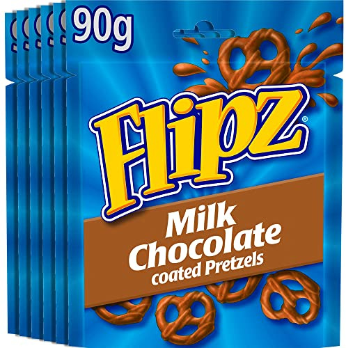 McVitie's Flipz Milk Chocolate Brezel, knusprige Salzbrezeln mit Milchschokolade, Salzgebäck mit süß-salzigem Geschmack für einzigartigen Knabberspaß, 1x90 g