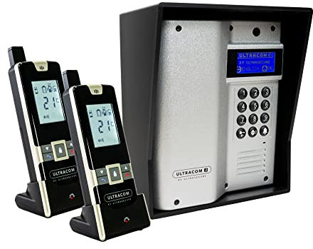 UltraCOM3 - Two Apartment Wireless Intercom - Battery or DC - Silver Caller Station & Black Hood