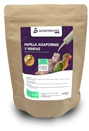 Aviantecnic Papilla Embuche Ninfas y Agapornis | Alimento Complementario para crías de pájaros | 400 g con Jeringa de Embuche Incluida