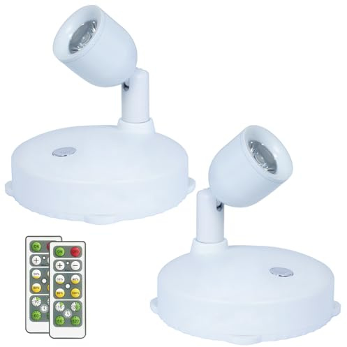 HAMVIDNE LED Spotlight, Battery Powered Picture Lights, Uplighting Indoor, Puck Lights with Remote, Small Spot Light for Wall Display Dartboard Painting Artwork -Natural White (White)