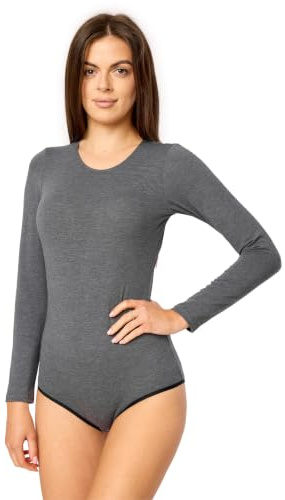 Merry Style Body da donna a maniche lunghe MS-114, Melange scuro., S