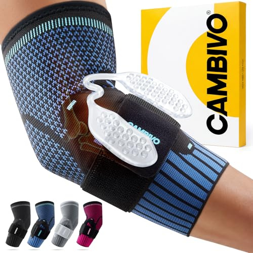 CAMBIVO Codera Epicondilitis con Doble Almohadilla de Gel 5mm – Coderas Tendinitis Ajustable con Compresión y Banda Regulable, Antideslizante para Tenis, Gym y Trabajo