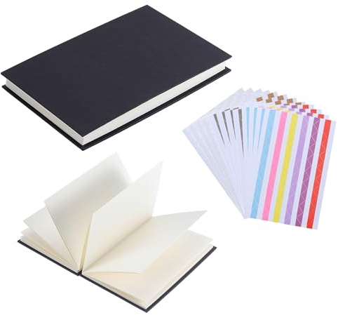 NBEADS 2 Pcs Livre Accordéon Vierge et 18 feuilles D'Autocollants D'Angle pour Photos, Album Photo Scrapbooking Aquarelle à Couverture Rigide Accordéon pour Anniversaire Graduation Noël, 16.3x10.9cm